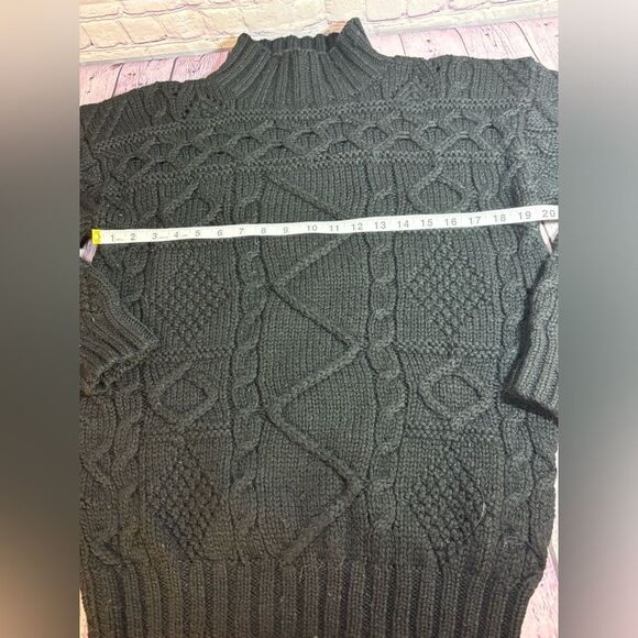 VINTAGE CB Sports Black Retro 80s Oversized Fit Mock Neck Wool Knit Sweater M - Picture 4 of 8